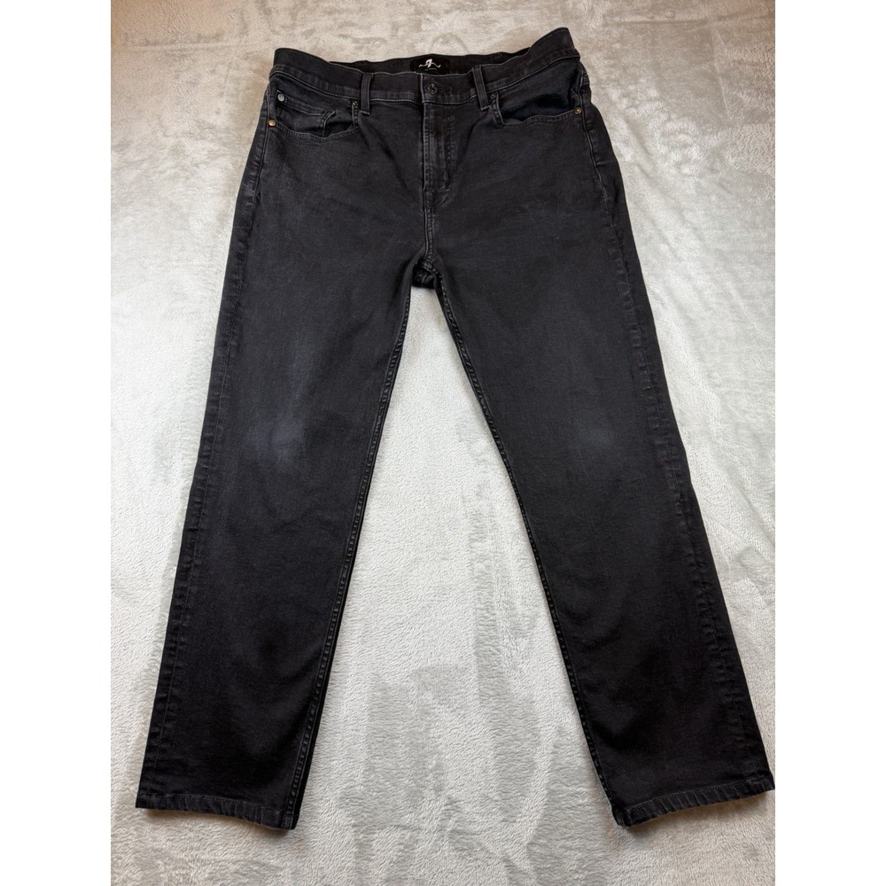 7 For All Mankind Jeans Men's 36 Black Standard Straight USA Denim Pants (35X28)